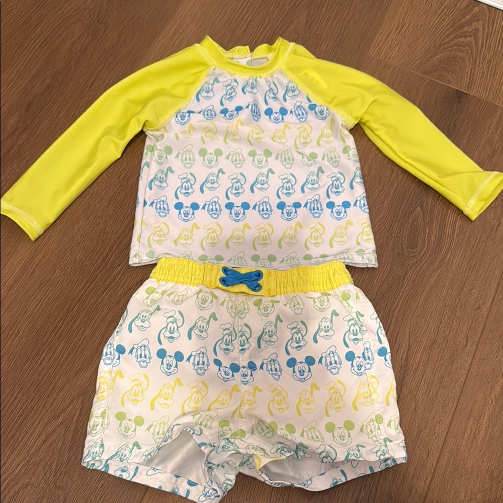 Disney Kids Swim Set with Yellow and Blue Print